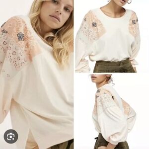 Free People Feelin It Tee NWT Alabaster Combo